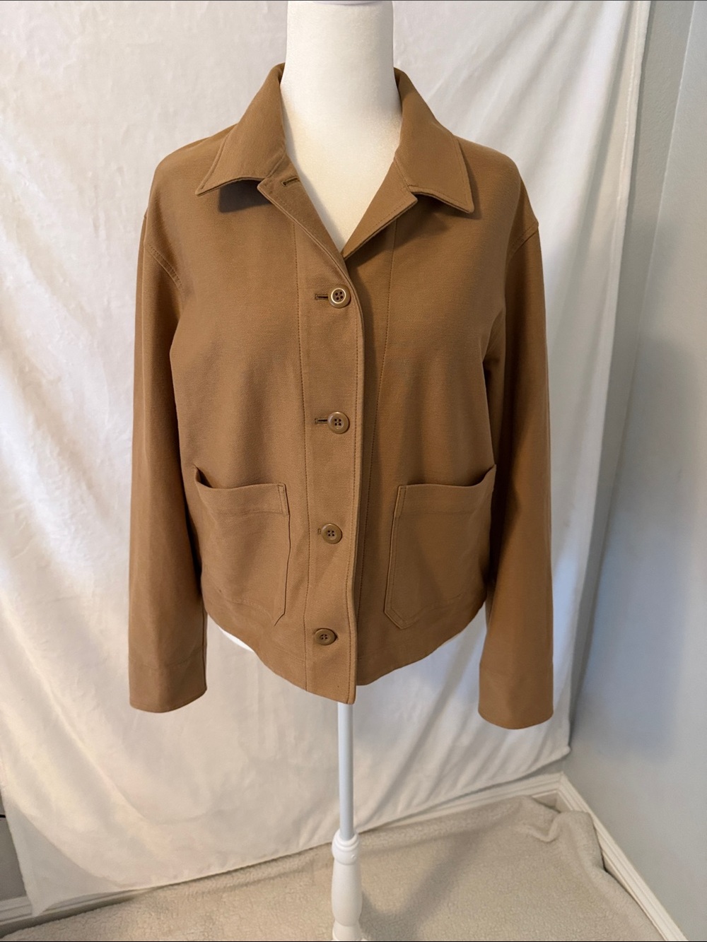 Uniqlo Women's Camel Brown Button-Front Utility Jacket